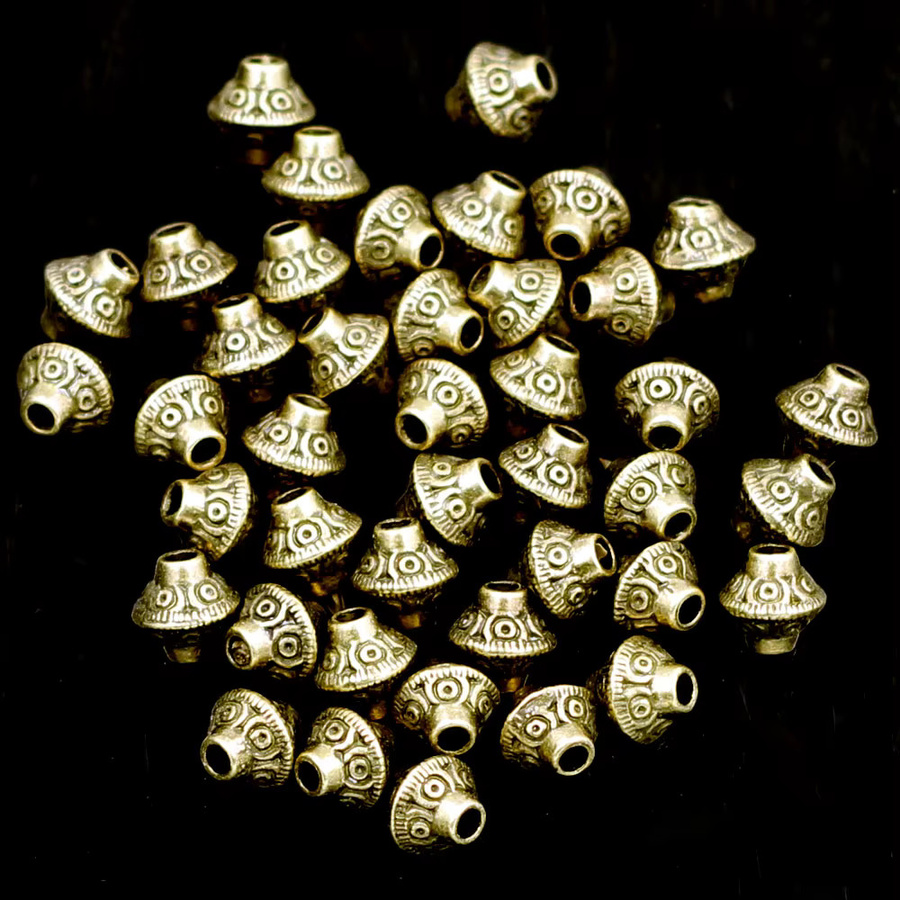 ShengCong Abstandsperlen, Doppelkegel, Zink-Metalllegierung, bronzefarben, 6 x 6 mm, 30 Stück - Bild 4