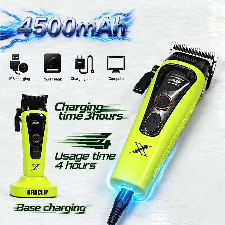BRDCLIP BRD R1 Professioneller Haarschneider in Grün mit bürstenlosem Motor, DLC-Klinge und 4500mAh Akku für Barber und Salon - Bild 6