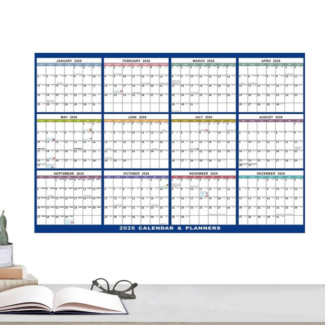 Wandkalender 2026 mit 12 Monaten als löschbarer Planer und akademische Agenda für dein Büro oder dein Zuhause - Bild 1