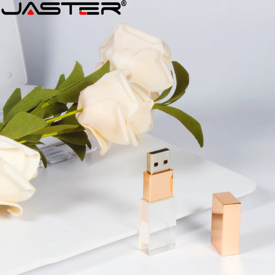 JASTER Kristall USB 2.0 Flash-Laufwerk transparenter Glas-USB-Stick in Silber - Bild 1