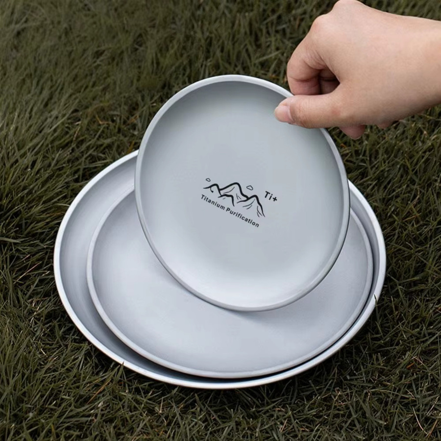 Titan Camping Teller aus Titan in Grau, rund und leicht für Picknick und Camping - Bild 6