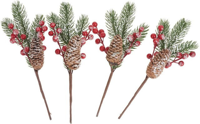 VBS Tannenzweig mit roten Beeren und Zapfen für die winterliche Dekoration - Bild 1
