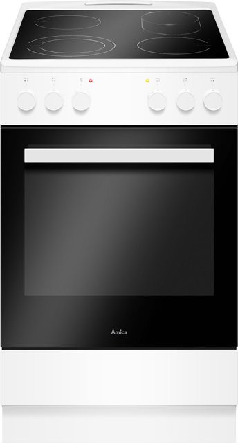 Amica Elektroherd weiß mit Glaskeramikfeld, 65 l Backofenvolumen, B/H/T: 50 x 85 x 60 cm - Bild 1