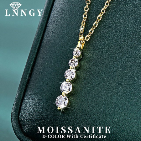 Lnngy Halskette, 14 Karat Gold gefüllt, 5-Stein-Moissanit, Damen