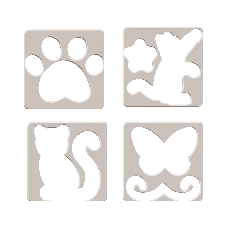 YOMDID 4 Stück Quilt-Vorlage aus transparentem Acryl mit Katzenmuster, Stern, Schmetterling und Pfotenabdruck für DIY-Projekte - Bild 5
