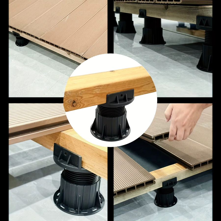 Verstellbares Terrassenuntergestell-Set für Dachterrassen in Schwarz mit verdecktem Entwässerungsdesign für Holz- oder Verbundterrassen - Bild 4