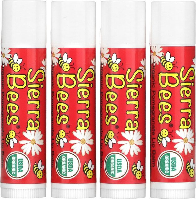 Sierra Bees Bio-Lippenbalsam, Granatapfel, 4 x 4,25 g - Bild 1