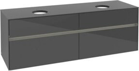 V&B Waschtischunterschrank Collaro für 2 Waschbecken mit LED in Grau glänzend, B/T/H: 160 x 54,8 x 50 cm - Bild 1