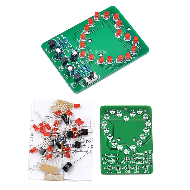 LOTHYE LED DIY Herzförmige Fluss Wasser Lampe Kit in Grün mit blinkendem Licht zum Löten für Elektronik-Praxis - Bild 2