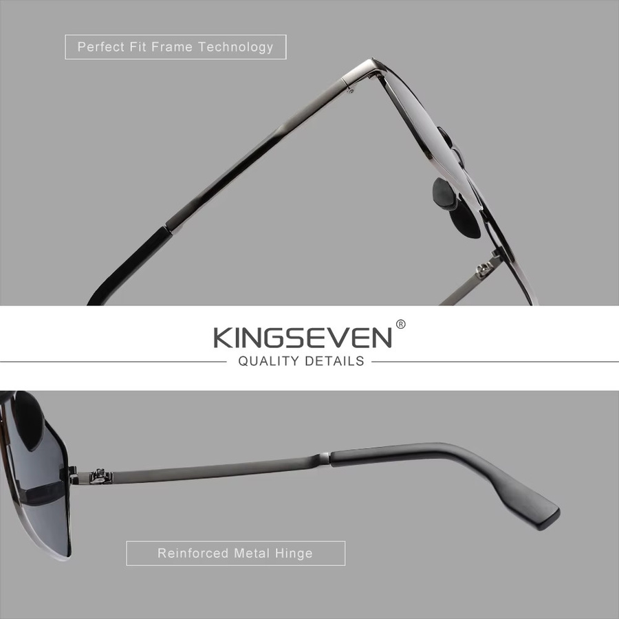 KINGSEVEN Sonnenbrille, polarisiert, Vollrand, Metall, Unisex - Bild 2