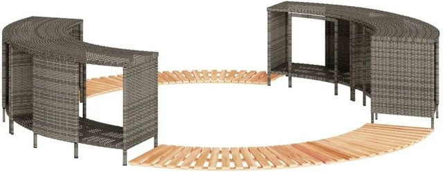 vidaXL Whirlpool-Umrandung aus grauem Poly-Rattan und geöltem Akazienholz - Bild 1