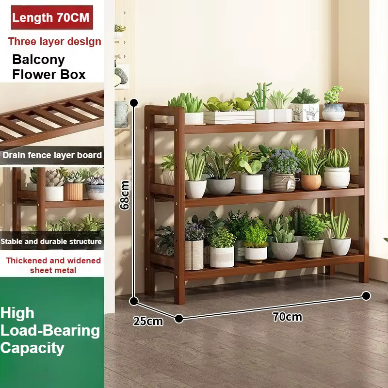 LIUSHADUOLA Blumenregal in Braun, modernes mehrschichtiges Blumentopfregal aus Holz für Wohnzimmer und Balkon - Bild 4
