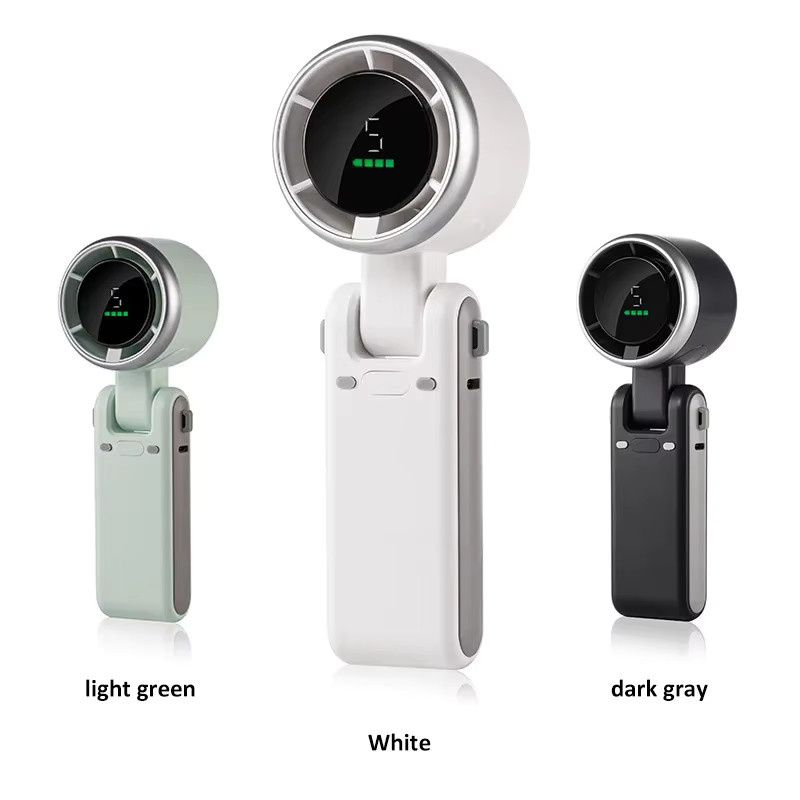 Bytelike Mini Handventilator mit HD-Display, 5 Stufen, faltbar und Type-C, inklusive Umhängeband in Schwarz oder Weiß - Bild 7