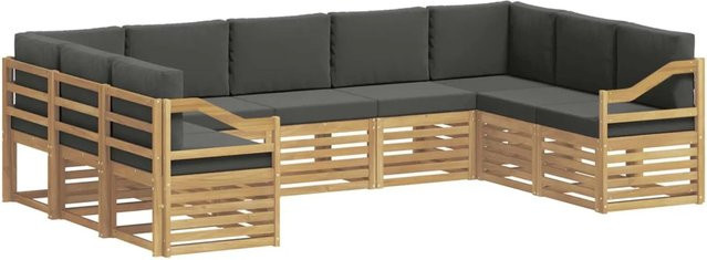 vidaXL Ecksofa Set 9-teilig in Weiß und Anthrazit mit Akazienholz und Polyester, B/T/H: 304 x 185,5 x 73 cm - Bild 1