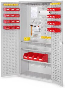 Kappes Werkzeugschrank RasterPlan Mod. 6 in Grau mit Schlitzplatten an den Türen innen, B: 41,0 cm, H: 195,0 cm, T: 41,0 cm - Bild 1