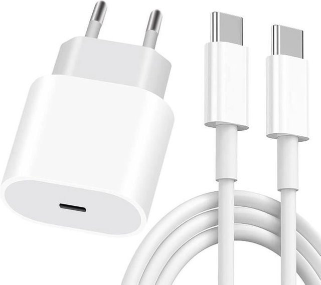 EF CONNECTION USB-C Schnellladegerät 25W mit 20W Kabel in Weiß für iPhone 17/16/15, Kabellänge: 1 m - Bild 1
