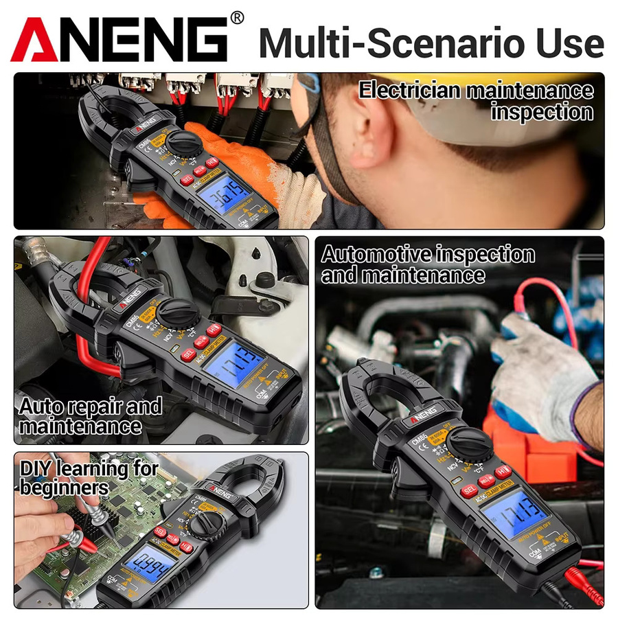 ANENG CM86 Digitales Multimeter Stromzangenmessgerät mit 600A AC/DC Strommessung, Spannungserkennung und NCV in Schwarz - Bild 5