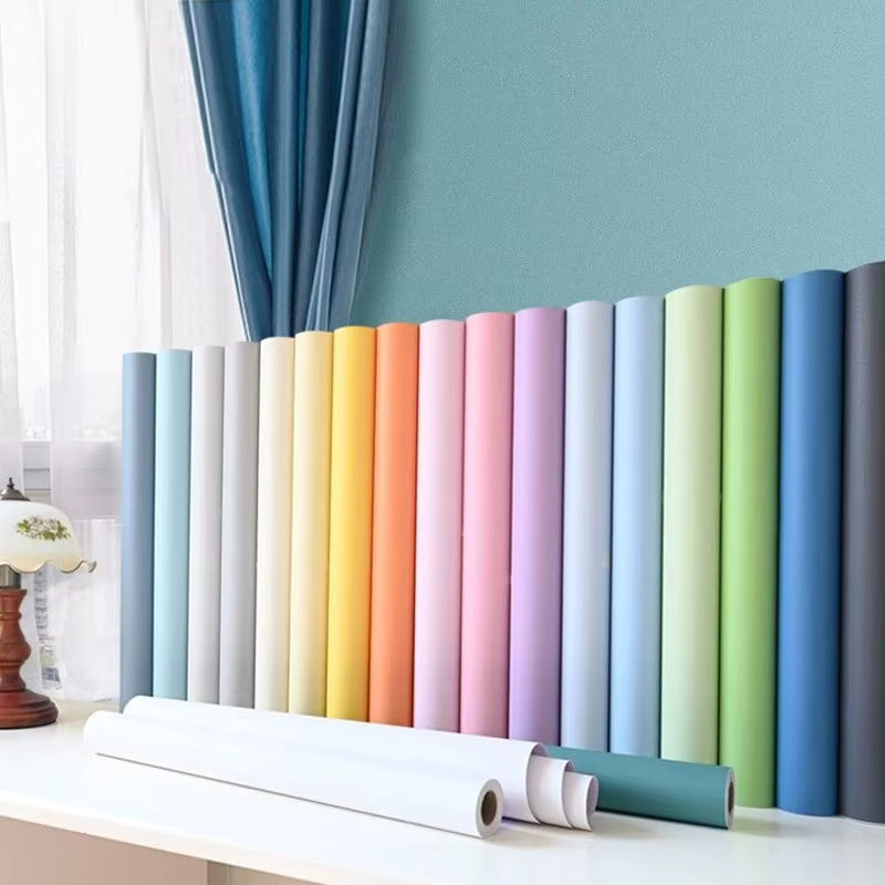 Wokhome selbstklebende Vinyl Tapete einfarbig wasserdicht in Blau - Bild 2