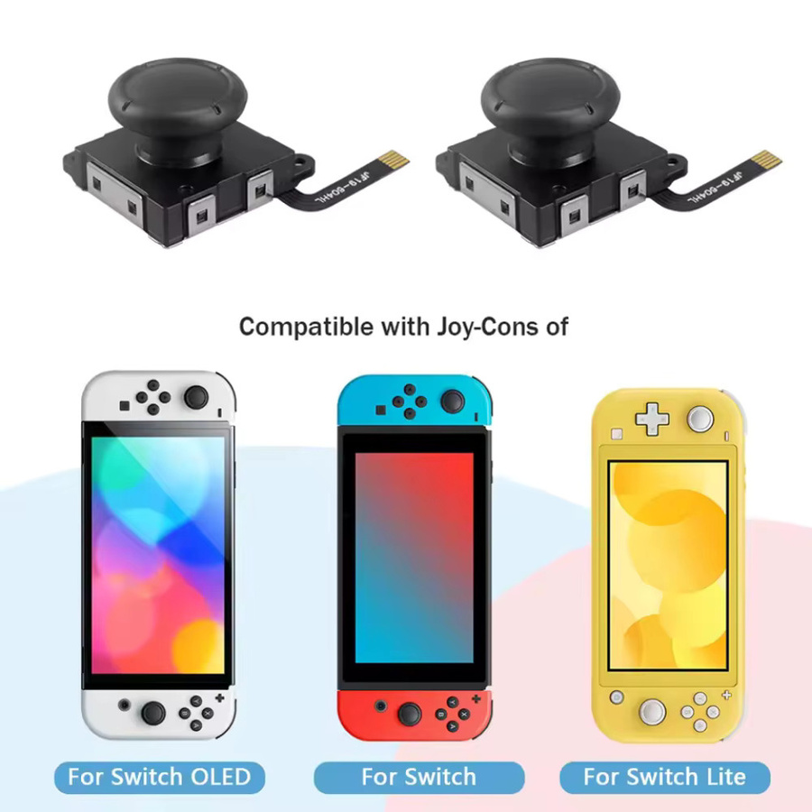 Gryan Hall-Sensor-Joystick Ersatzset für Nintendo Switch, Joy-Con Ersatz mit elektromagnetischem Stab gegen Drifting, Farbe: Schwarz - Bild 2