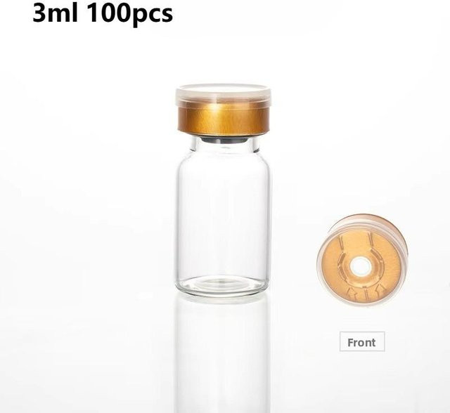 100 Stück Glasflaschen mit Aluminiumkappen und Gummistopfen, beige - Bild 1