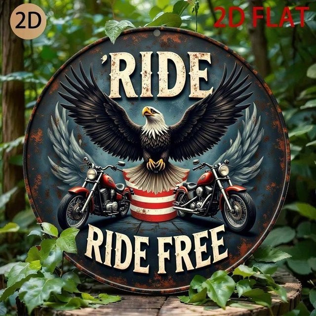 Vintage Blechschild CIFBUY mit Adler und Motorrad Motiv, quadratische Wandkunst für Garage und Männerhöhle, Mehrfarbig, Breite: 20,32 cm, Höhe: 20,32 cm - Bild 1