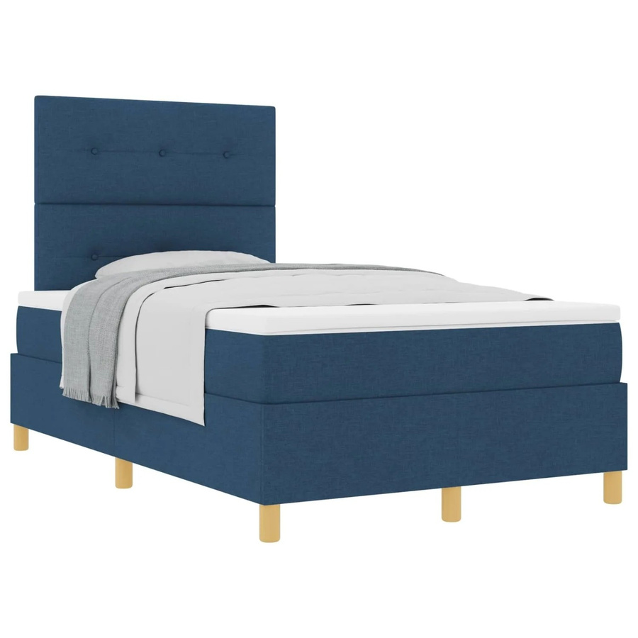 vidaXL Boxspringbett mit Matratze und Kopfteil in Blau, B/T: 120 x 200 cm - Bild 2