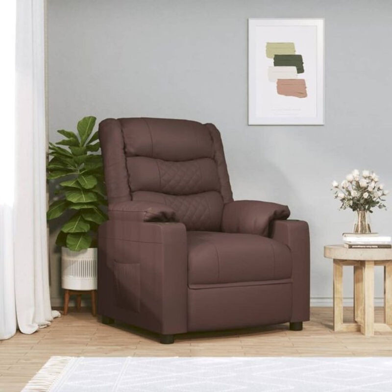 vidaxl Relaxsessel Modern in Braun aus Kunstleder und Metall, B: 78,5 cm, T: 95,5 cm, H: 100 cm - Bild 1
