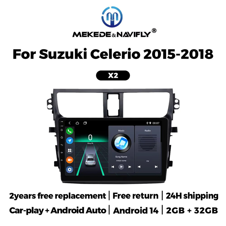 NAVIFANS Android 14 Radio Stereo für Suzuki Celerio 2015-2018 mit drahtlosem CarPlay, GPS Navigation und Multimedia Player, 2DIN, Schwarz - Bild 2