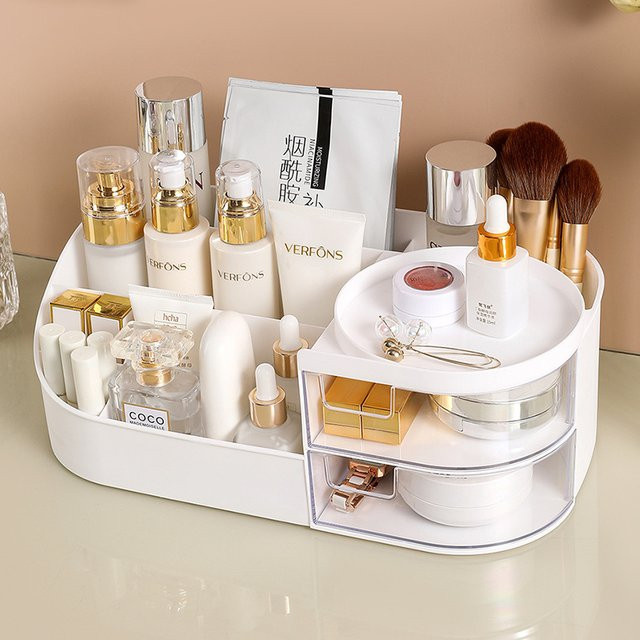 Kosmetische Aufbewahrungsbox für Make-up und Schmuck in Weiß, B/T/H: 28,5 x 16,0 x 10,5 cm - Bild 1