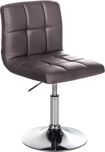 DELUKE Palma Barhocker BANGKO in Braun aus Kunstleder, höhenverstellbarer Barstuhl mit Lehne und 360 Grad Drehsitz, B/T/H: 44 x 49 x 74 cm - Bild 1