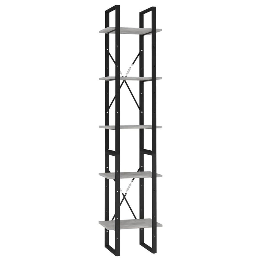 vidaXL Bücherregal im Industrial Design aus Holzwerkstoff und Metall, Grau, B: 40 cm, T: 30 cm, H: 175 cm - Bild 2