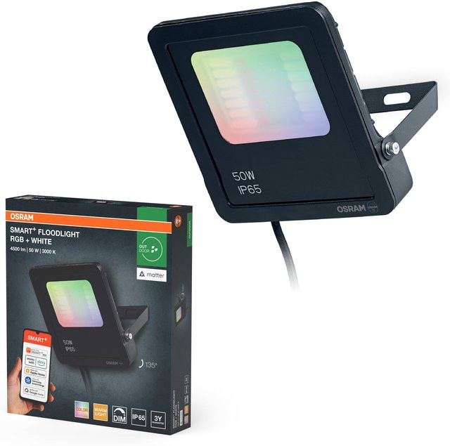 OSRAM SMART+ MATTER LED-Fluter RGBW, 10W, 800lm, WiFi, IP65, Schwarz - Bild 1