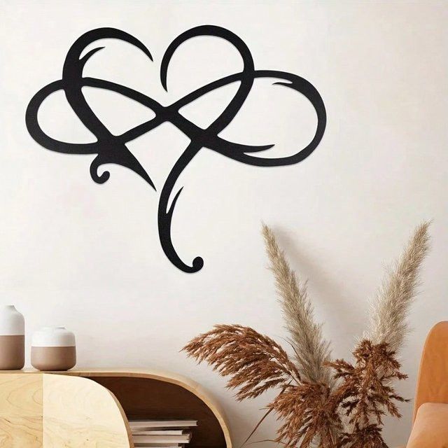 Infinity Endless Love Wanddekoration aus Metall in Schwarz, herzförmige Metallkunst für dein Wohnzimmer und Schlafzimmer von CIFBUY - Bild 1