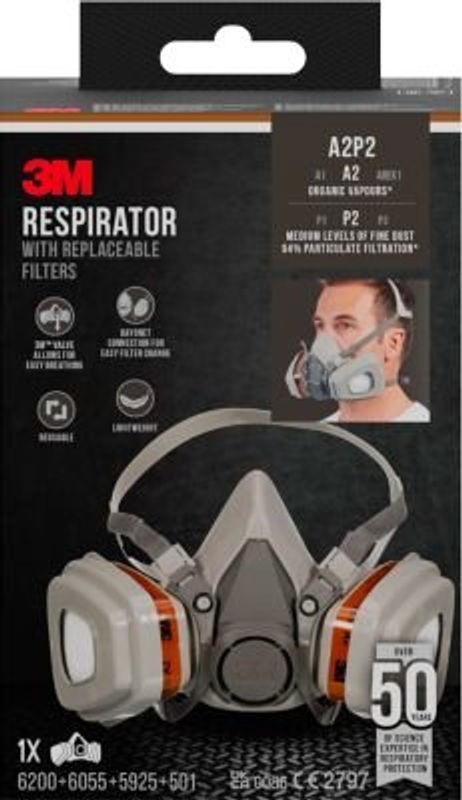 3M Halbmaske 6002C in Grau, Weiß und Grün aus Kunststoff - Bild 2