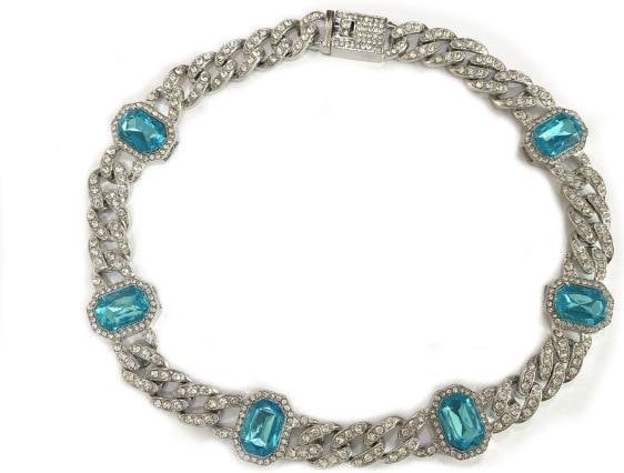 YIRAN Jewelry Choker Halskette, Regenbogen, Strass, Blau, Unisex - Bild 1