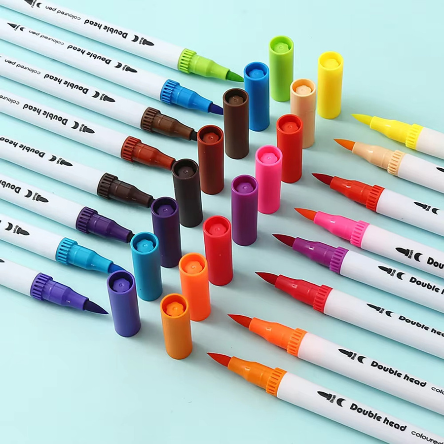 Aquarell-Marker-Set mit 48 Farben und zwei Spitzen (Pinsel und Fineliner) in Multicolour für Malen, Skizzieren und Kunsthandwerk - Bild 2