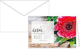 Korsch Geburtstagskarte Glückwunschkarte Alles Gute mit Blumenmotiv in Silber, Weiß und Multicolour, 10er-Set - Bild 1