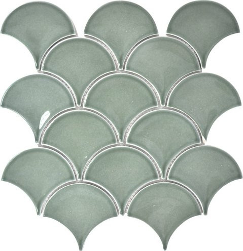HuH Mosaik Wandbelag Fan in Türkis und Petrol, Keramikfliese mit geometrischem Mosaik-Design, B x L: 27,3 x 25,6 cm - Bild 1