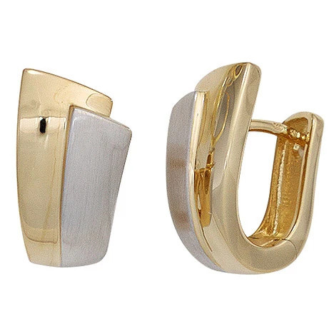Colfem Creolen 585 Gelbgold, bicolor, mattiert, Damen - Bild 1