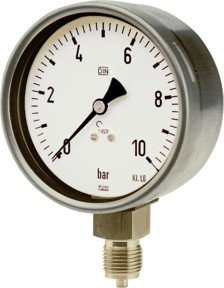 Riegler Manometer aus CrNi-Stahl in Silber, G 1/4 radial unten, Messbereich 0 - 4,0 bar, Durchmesser: 6,3 cm - Bild 1