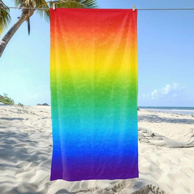 JMG Household Supplies Strandtuch aus Mikrofaser mit Regenbogen-Farbverlauf, schnelltrocknend und saugfähig, B/B: 90 x 180 cm, Multicolour - Bild 1