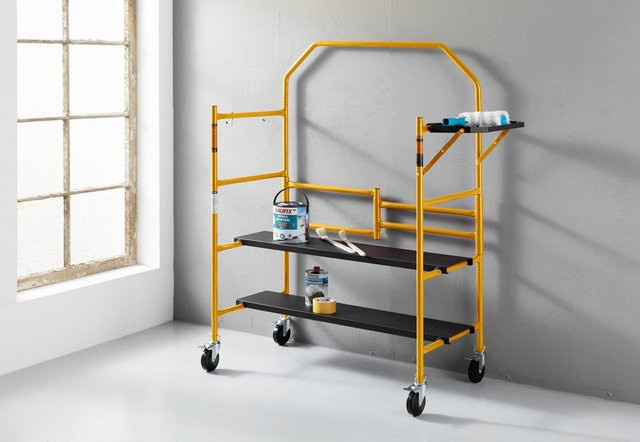 Kraft Werkzeuge Mobiles Mini Arbeitsgerüst faltbar gelb Belastbarkeit 226 kg - Bild 1