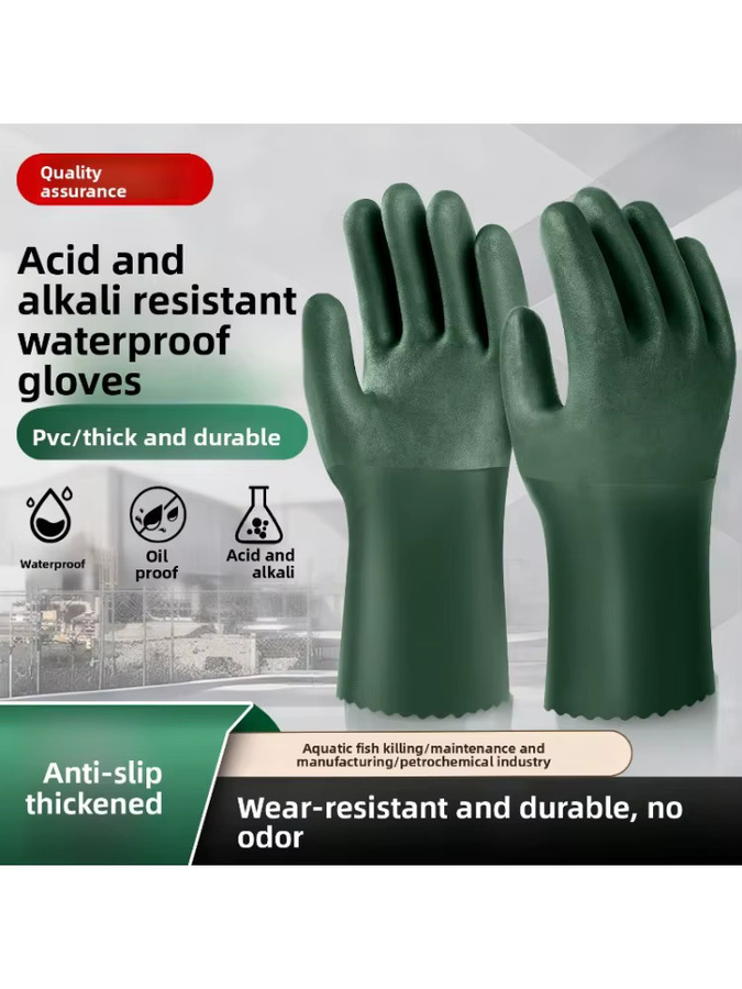 Grüne industrielle Arbeitsschutzhandschuhe wasserdicht ölbeständig säurebeständig und korrosionsbeständig mit Rutschfestigkeit - Bild 6