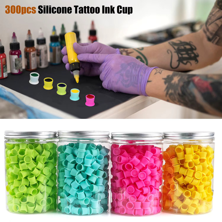 YILONG Silikon-Tattoo-Tintenbecher mit Basis, 300 Stück, Einweg - Bild 2