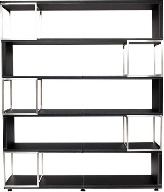 Jet-Line Aktenschrank PAVIA in Schwarz mit Lederoptik für Büro und Homeoffice, B/T/H: 180 x 40 x 220 cm - Bild 1