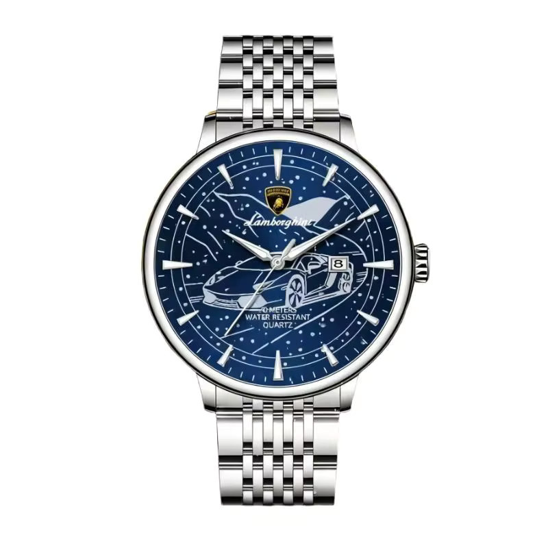 Lamborghini Armbanduhr, Quarz, Edelstahl, Blau, Unisex - Bild 6