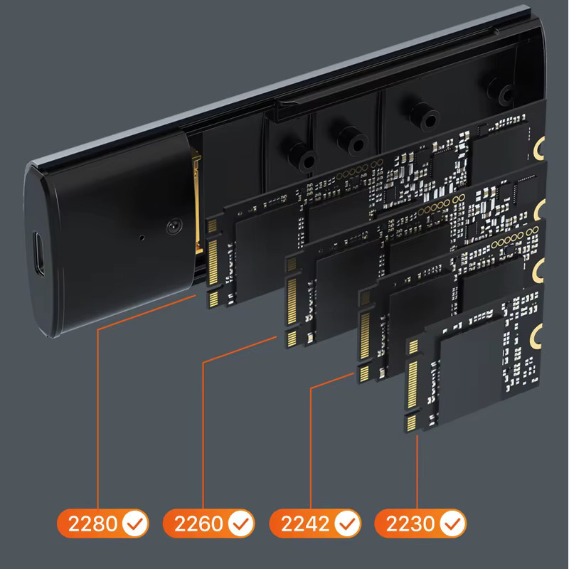 CABLETIME USB-C NVMe PCIe SSD-Gehäuse Gen2 10Gbps M.2 Adapter für NVMe PCIe NGFF SATA Festplatten - Bild 4