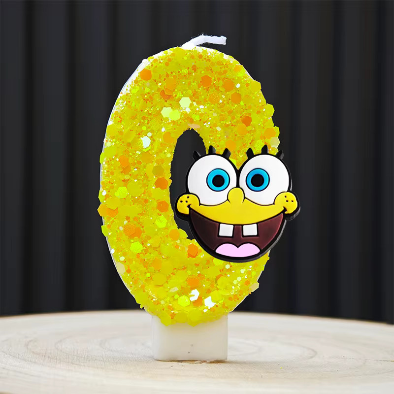 Potdemiel SpongeBob Themen-Geburtstagskerzen aus Aluminium in Gelb für Kinderfeste - Bild 2