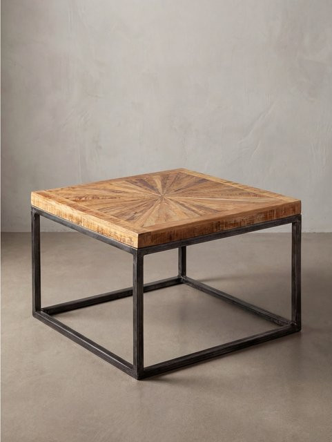 Couchtisch KADIMA DESIGN aus Mango Massivholz und Metall in Braun im Industrial Design, B/T/H: 55 x 40 x 55 cm - Bild 1