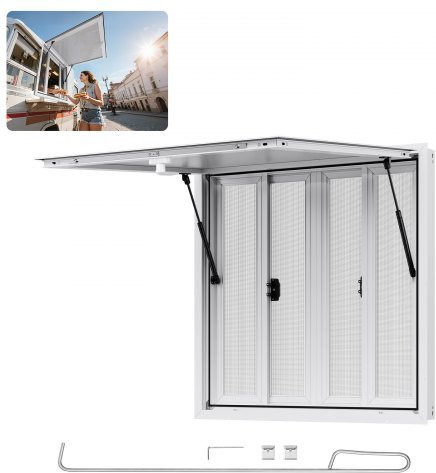 VEVOR Imbissfenster mit Aluminiumrahmen und 4 Schiebefenstern für Imbisswagen und Konzessionsstände, Einbaumaß: Breite: 91,5 cm, Tiefe: 91,5 cm, Höhe: 91,5 cm - Bild 1